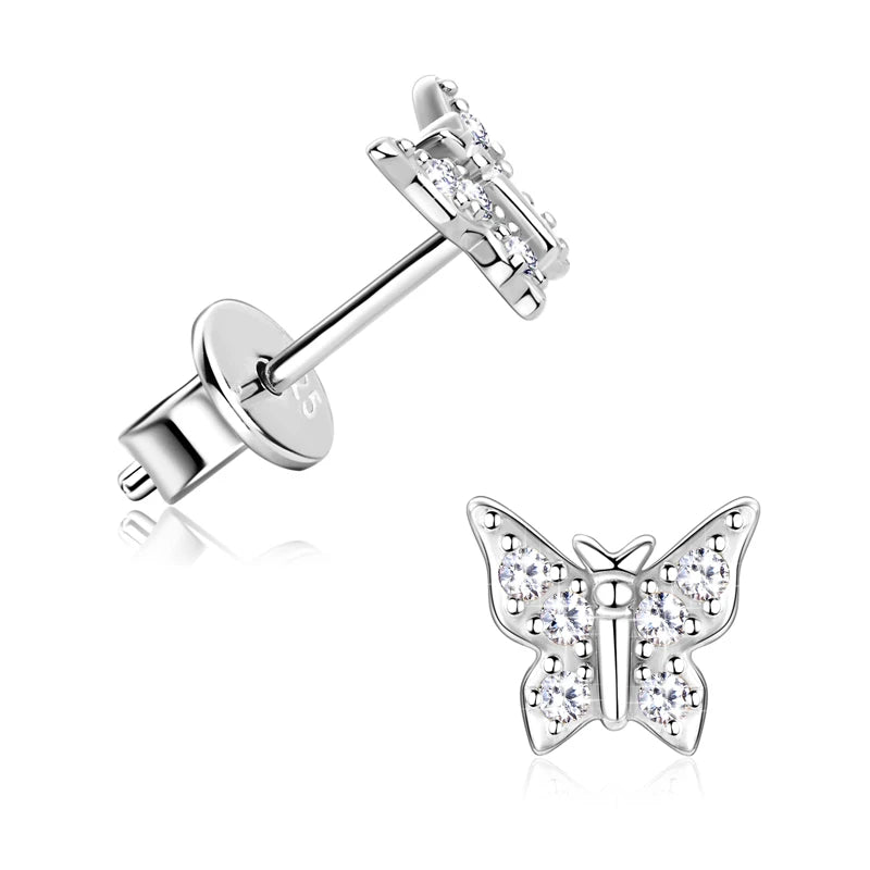 OXTAO 925 Sterling Silver Moissanite Butterfly Earrings Female Jewelry Sparkling Lab Diamond Piercing Earring Gift GRA Certified