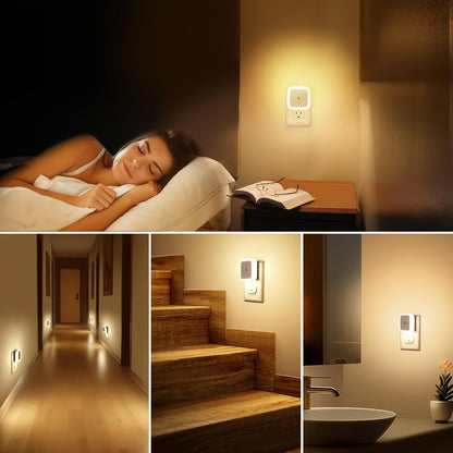 4pcs Night Lights, Smart Night Light Plug into Wall, LED Night Light Lamp with Smart Sensor, Nightlight Auto-On/Off for Bedroom, Kitchen, Stairs, Hallway, Cute Night Light, Bedroom Lamp, Bed Side Lamp, Light For Bedroom, Bedr
