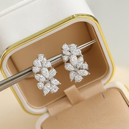 Snowflake Stud Earrings – White Gold – Luxury Bridal Design