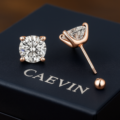 Smyoue GRA Moissanite Studs – 0.5/1/2CT – D Color – White Gold Elegance
