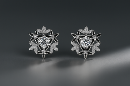 Classic Moissanite Stud Earrings – Snowflake – White Gold