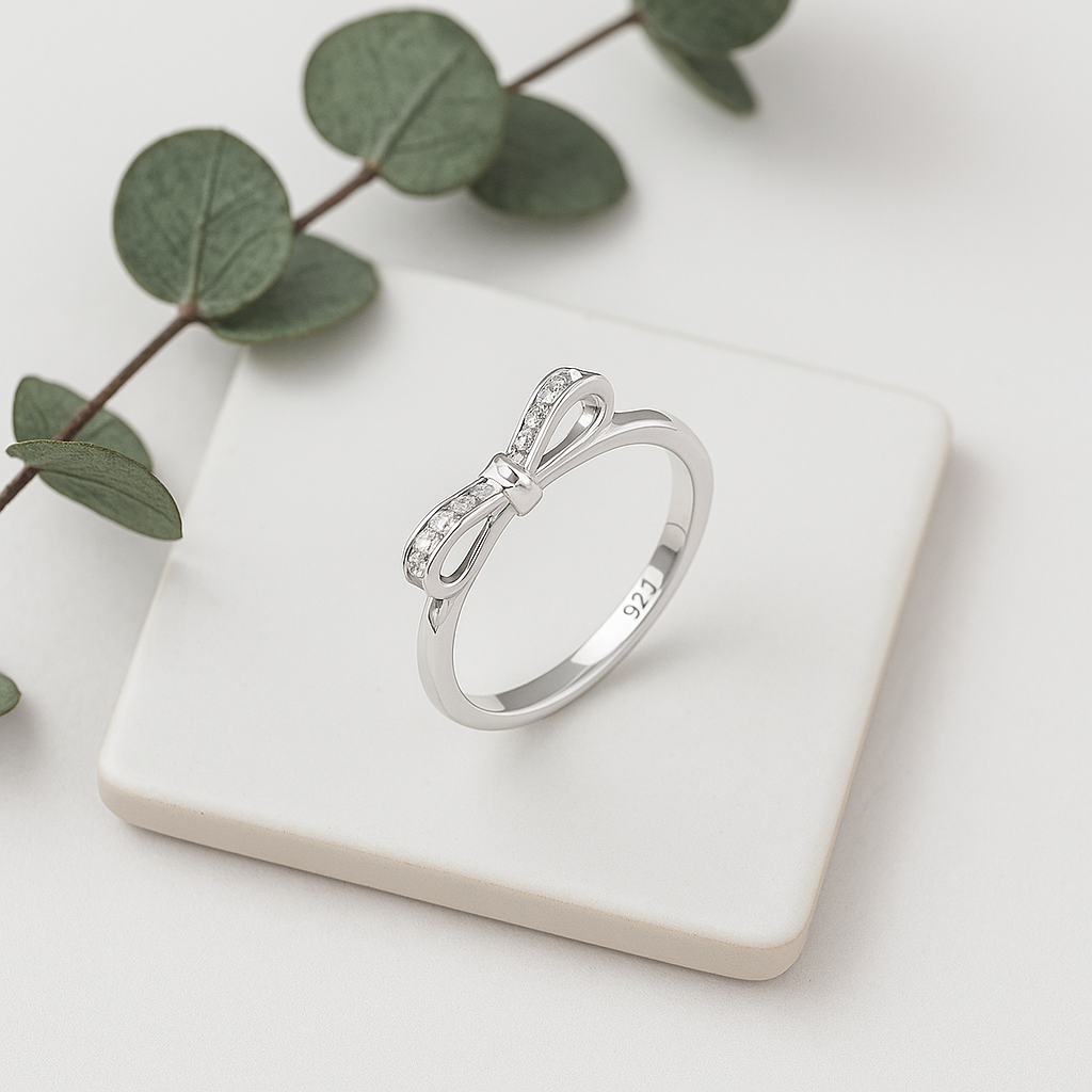 Grace Bow Diamond Ring | 925 Sterling Silver Luxury for Her