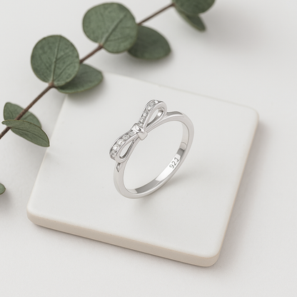 Grace Bow Diamond Ring | 925 Sterling Silver Luxury for Her