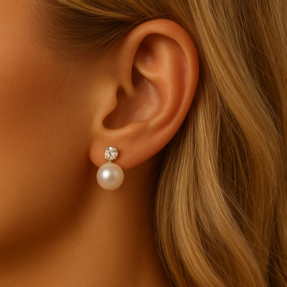 BAMOER 925 Silver Moissanite & Pearl Wedding Earrings