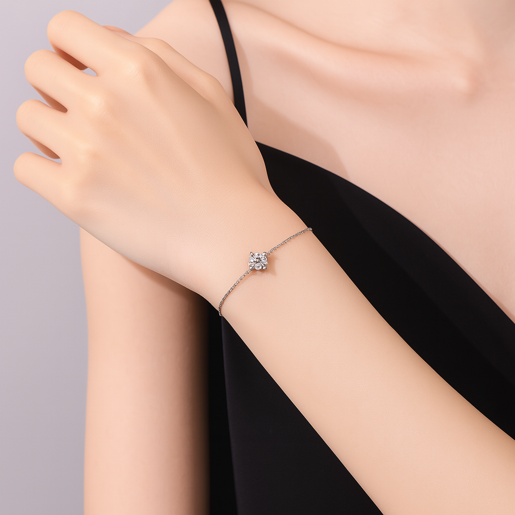 Adjustable Moissanite Hand Chain – 1 Carat, 925 Silver