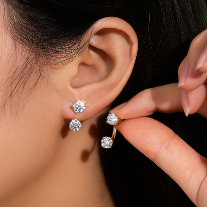OXTAO Sparkling Moissanite Hoops – White Gold – Fine Jewelry