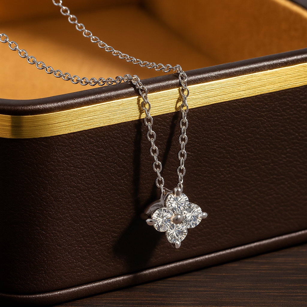 Moissanite Dainty Necklace 0.4ct GRA S925 Silver