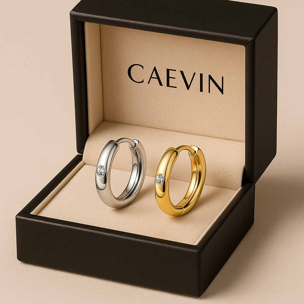 White Gold Moissanite Circle Earrings – Elegant Party Gift for Women