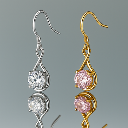 1CT Moissanite Drop Earrings – White Gold – Classic & Bohemian
