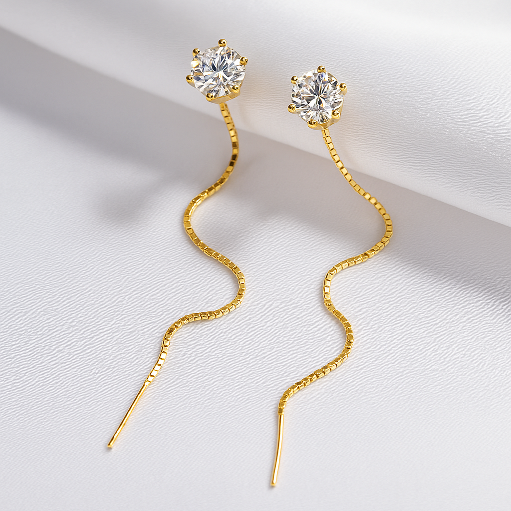 Smyoue Tassel Moissanite Earrings – 0.5/1CT – White Gold