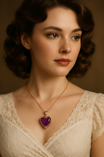 Romantic Amethyst Heart Necklace – Gold-Plated Gift Jewelry