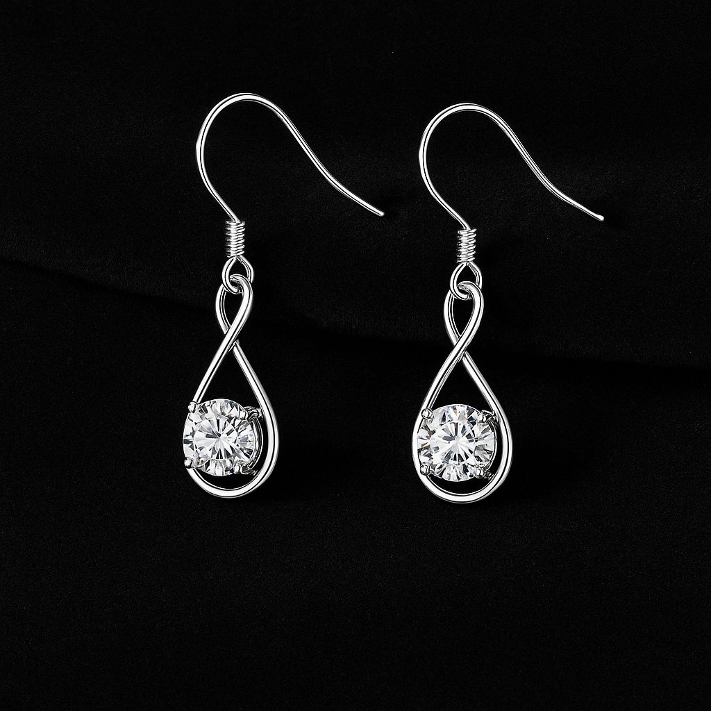 1CT Moissanite Drop Earrings – White Gold – Classic & Bohemian