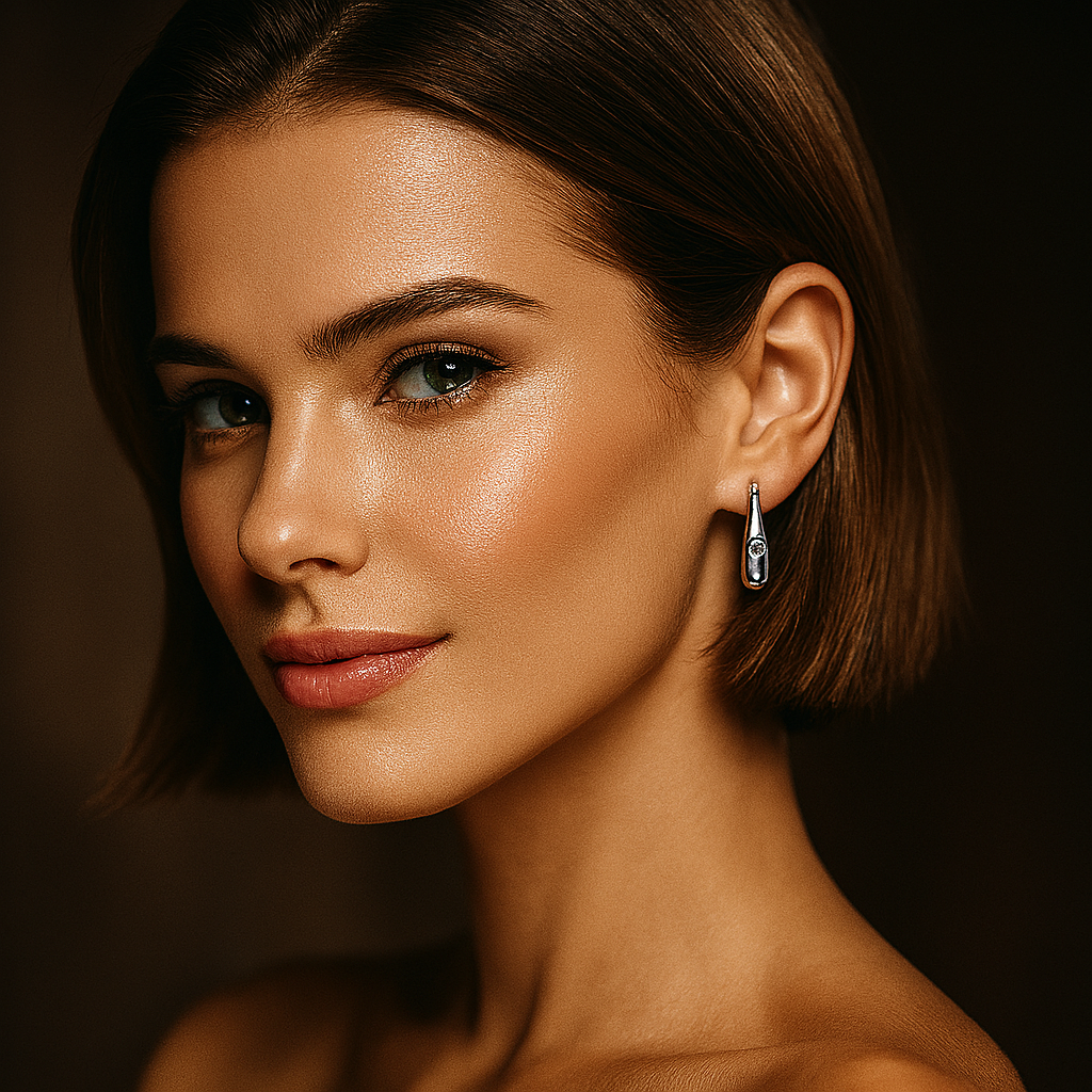 White Gold Moissanite Circle Earrings – Elegant Party Gift for Women