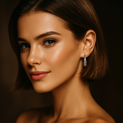 White Gold Moissanite Circle Earrings – Elegant Party Gift for Women