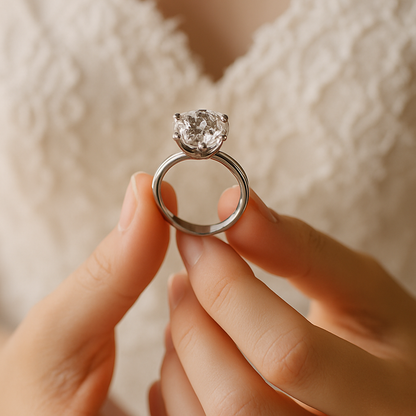 Elegant Solitaire Diamond Ring – Premium White Gold Wedding Gift