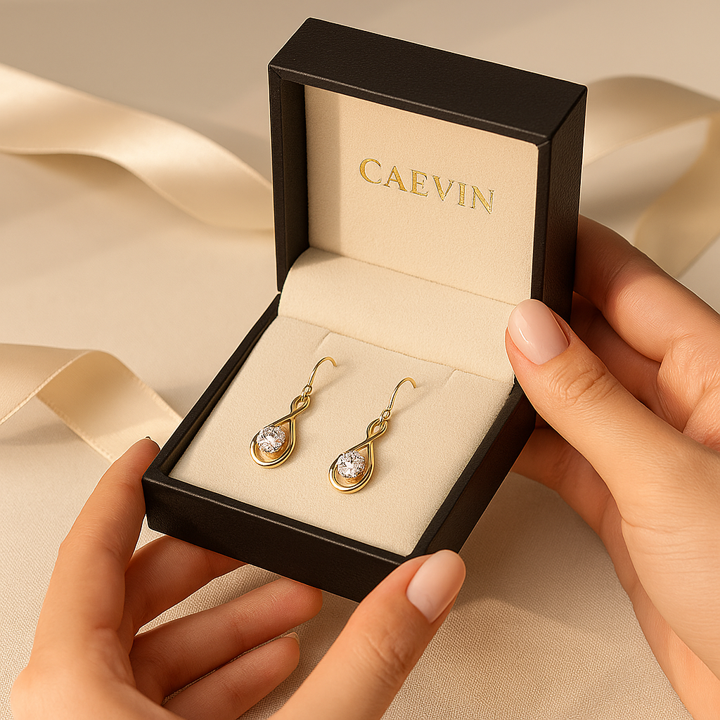 1CT Moissanite Drop Earrings – White Gold – Classic & Bohemian