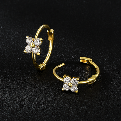 OXTAO Minimalist CZ Studs – White Gold – Elegant & Cute