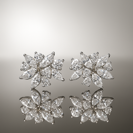 Snowflake Stud Earrings – White Gold – Luxury Bridal Design