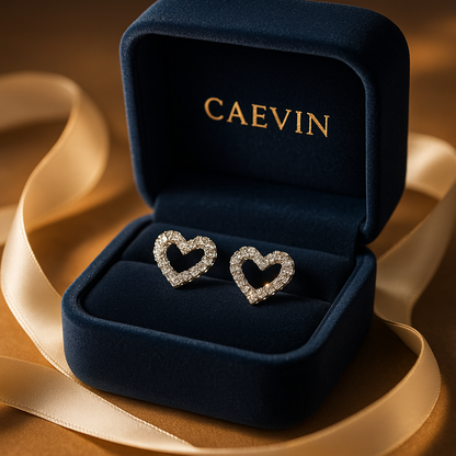 Heart Moissanite Earrings – Smyoue – White Gold – Wedding Jewelry