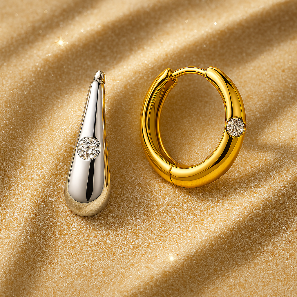 White Gold Moissanite Circle Earrings – Elegant Party Gift for Women