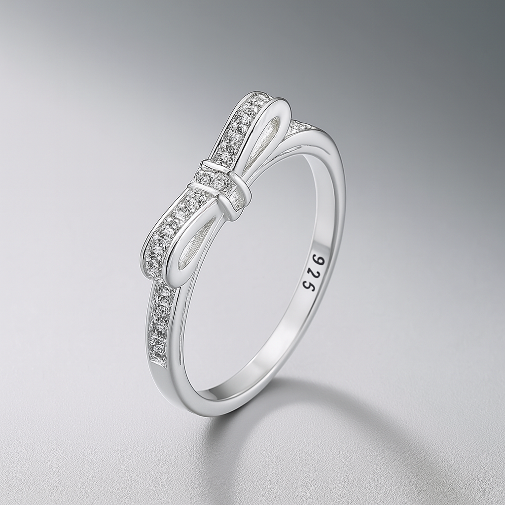 Grace Bow Diamond Ring | 925 Sterling Silver Luxury for Her