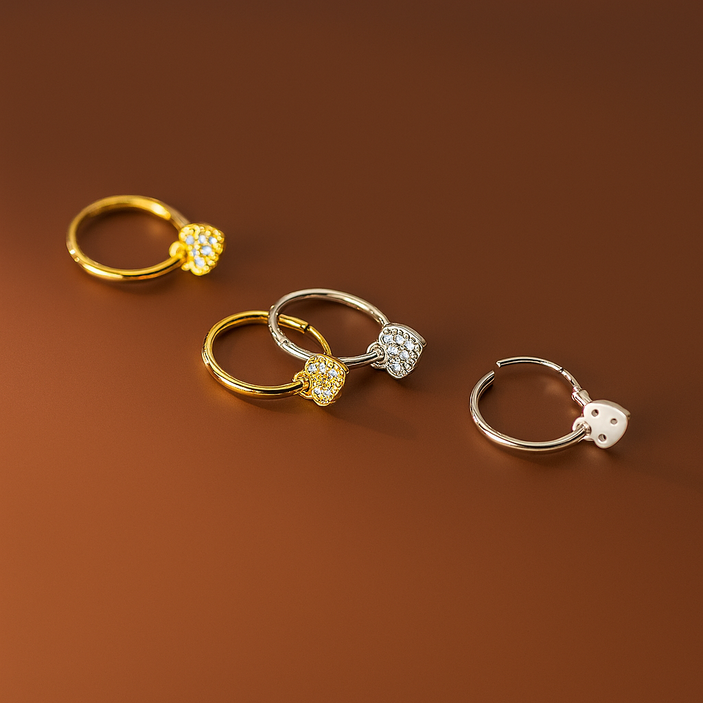 WANTME Love Huggies Earrings – White Gold – Elegant Piercing Jewelry