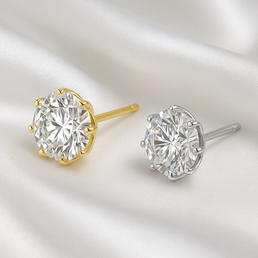 925 silver 1 carat*2 moissanite octagonal classic high-grade petal earrings