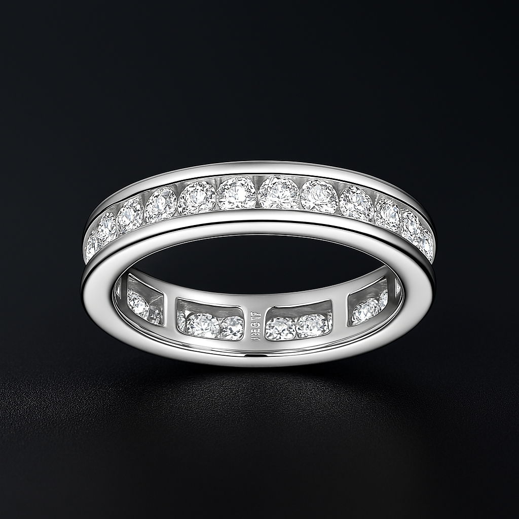 Lnngy 2.5mm Moissanite Eternity Band – White Gold Ring