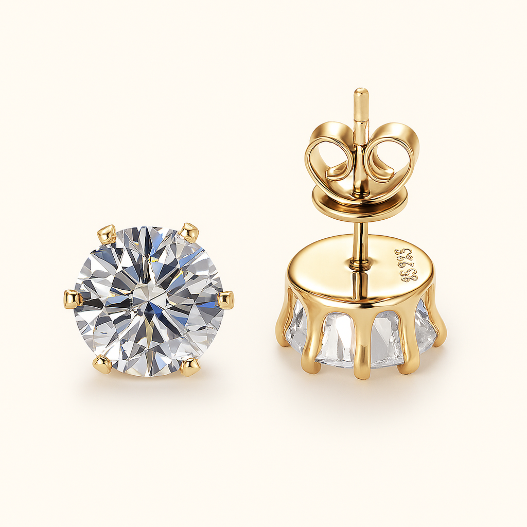 Elegant Moissanite Stud Earrings – D Color – 0.1–3CT – White Gold Luxury