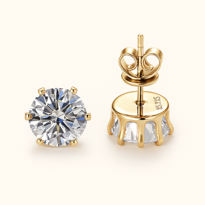 Elegant Moissanite Stud Earrings – D Color – 0.1–3CT – White Gold Luxury