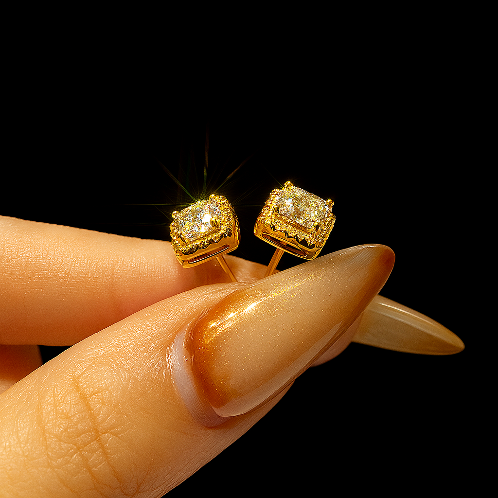 Radiant Moissanite 1CT – Classic Halo Studs in White Gold by KNB