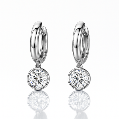 Radiant Moissanite 1-3CT Hoop Drops – 14K White Gold – Sparkle for Every Occasion