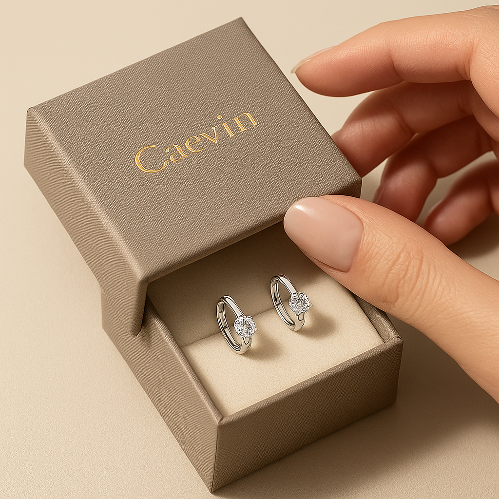 DJMAX 1CT Moissanite Stud Earrings – D Color – White Gold