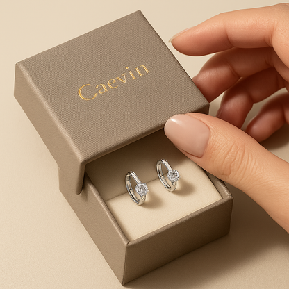 DJMAX 1CT Moissanite Stud Earrings – D Color – White Gold