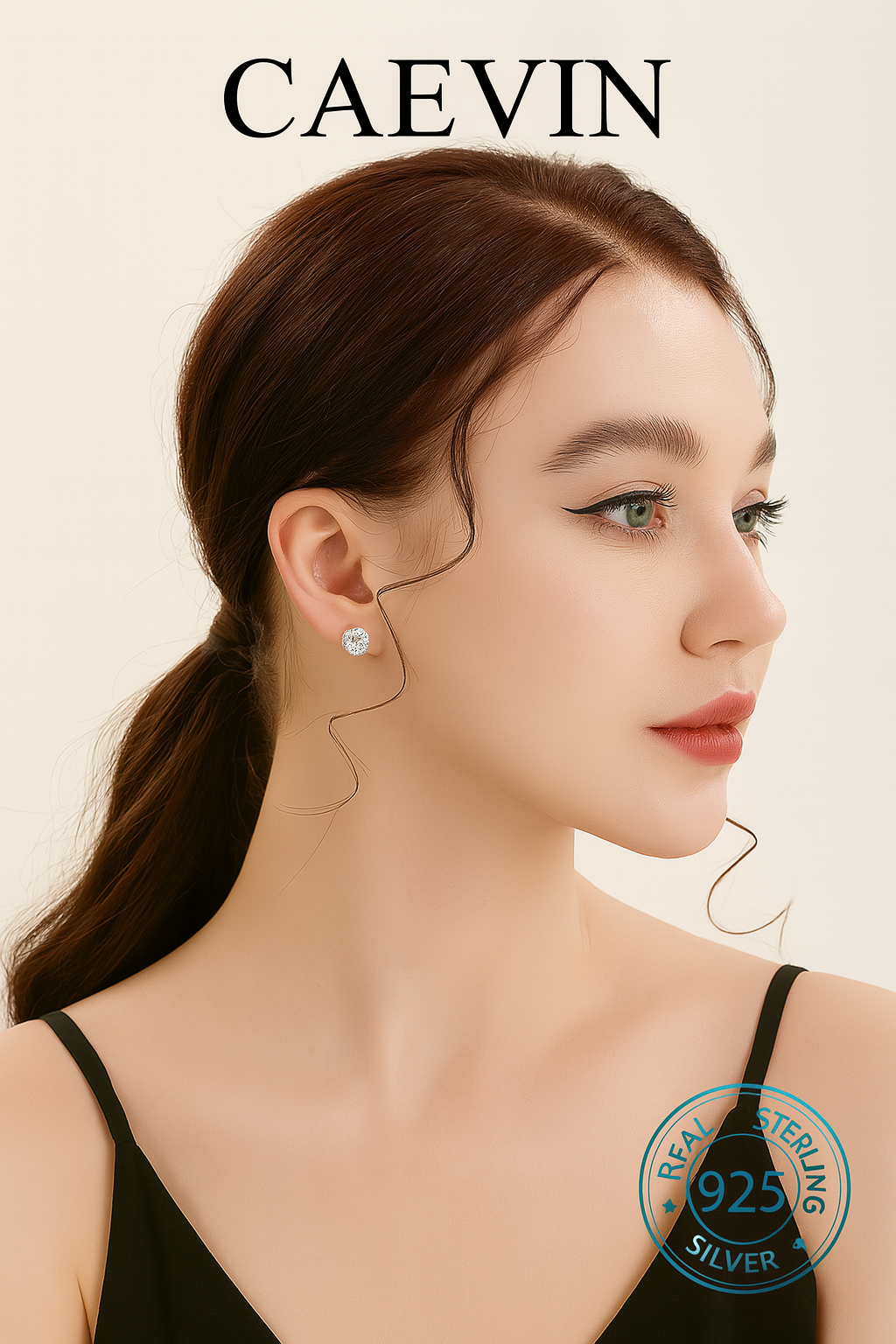 Elegant Moissanite Ear Studs – D Color, Gold-Plated
