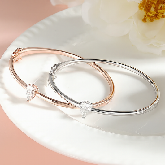 Smyoue S925 Moissanite Teardrop Bangle – GRA Certified Elegance