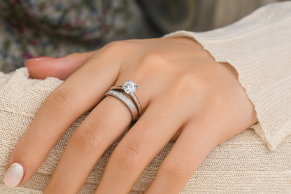 Luxury Solitaire Round Zircon Wedding Ring – White/Yellow Gold Plated
