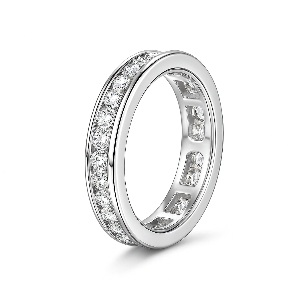 Lnngy 2.5mm Moissanite Eternity Band – White Gold Ring