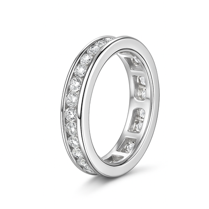 Lnngy 2.5mm Moissanite Eternity Band – White Gold Ring