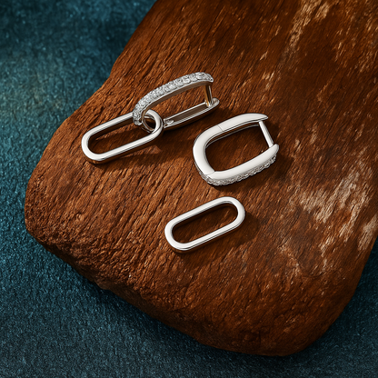 IOGOU Moissanite Paperclip Hoops – D Color – White Gold