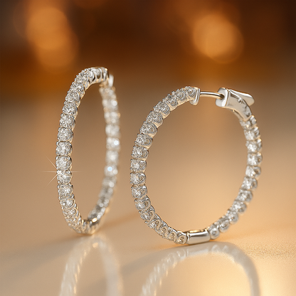 GRA Moissanite Hoops – 2mm – White Gold – Wedding Jewelry