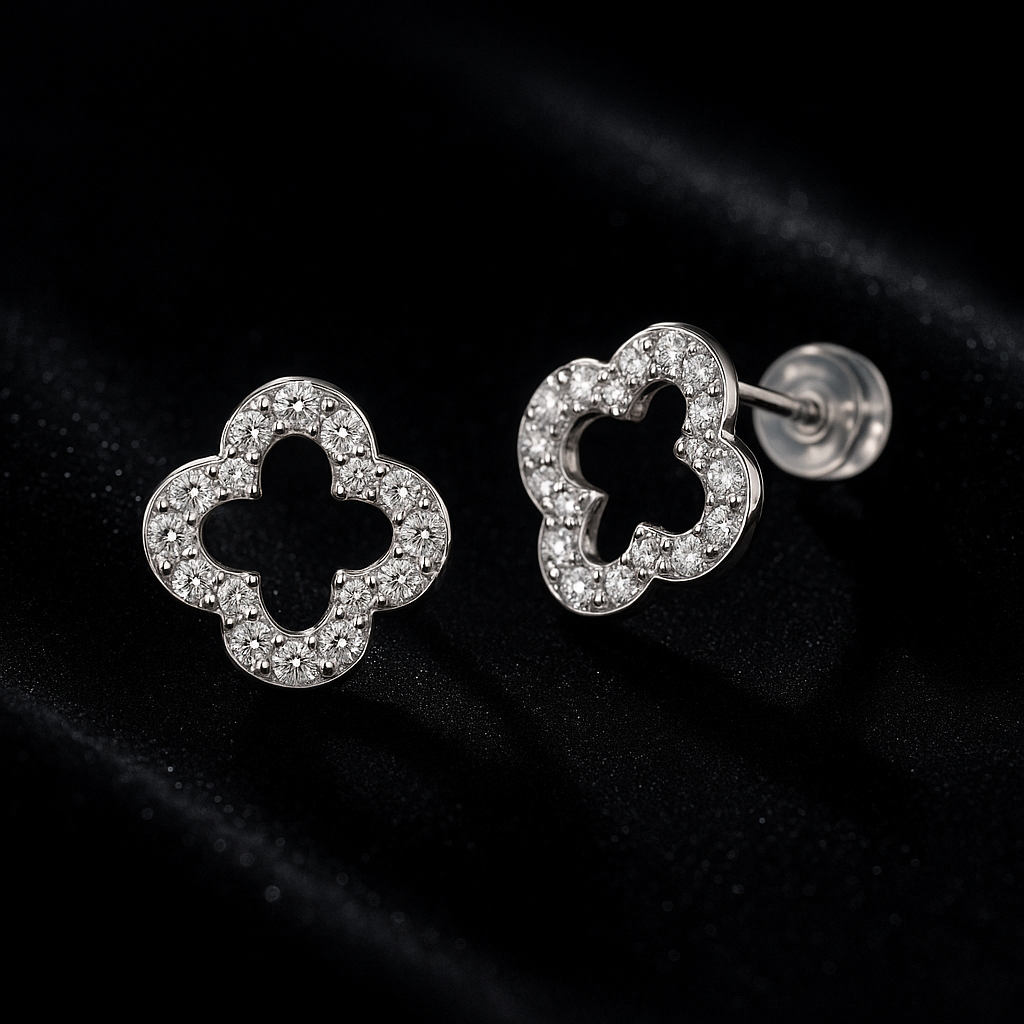 Moissanite Stud Earrings – 0.07CT D/VVS1 – GRA – White Gold