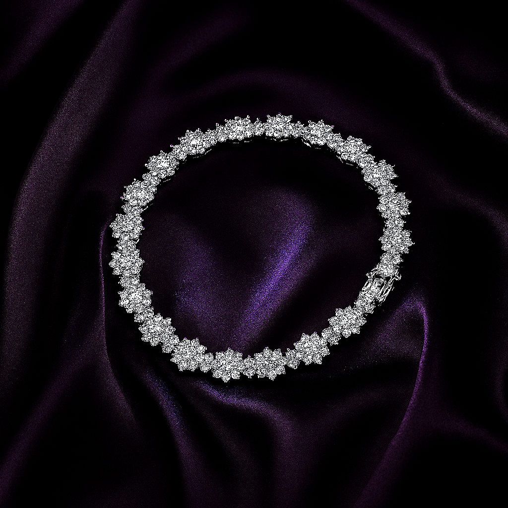 D Color Diamond Sunflower Bracelet – Premium White Gold Finish