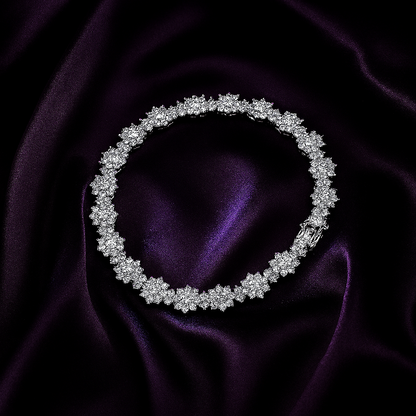 D Color Diamond Sunflower Bracelet – Premium White Gold Finish