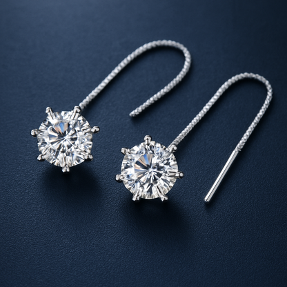 2CT Moissanite Drop Earrings – D Color – White Gold – GRA Certified
