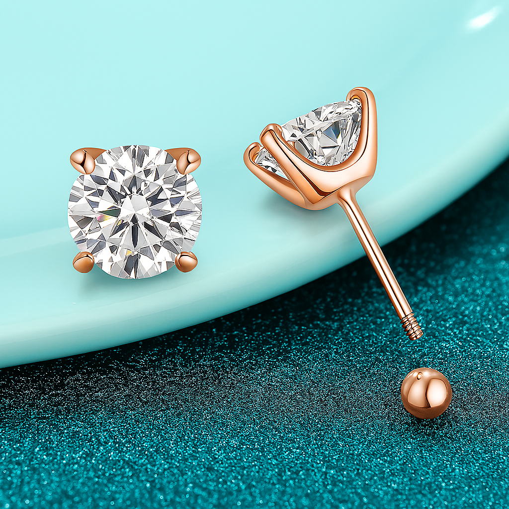Smyoue GRA Moissanite Studs – 0.5/1/2CT – D Color – White Gold Elegance