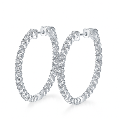 GRA Moissanite Hoops – 2mm – White Gold – Wedding Jewelry
