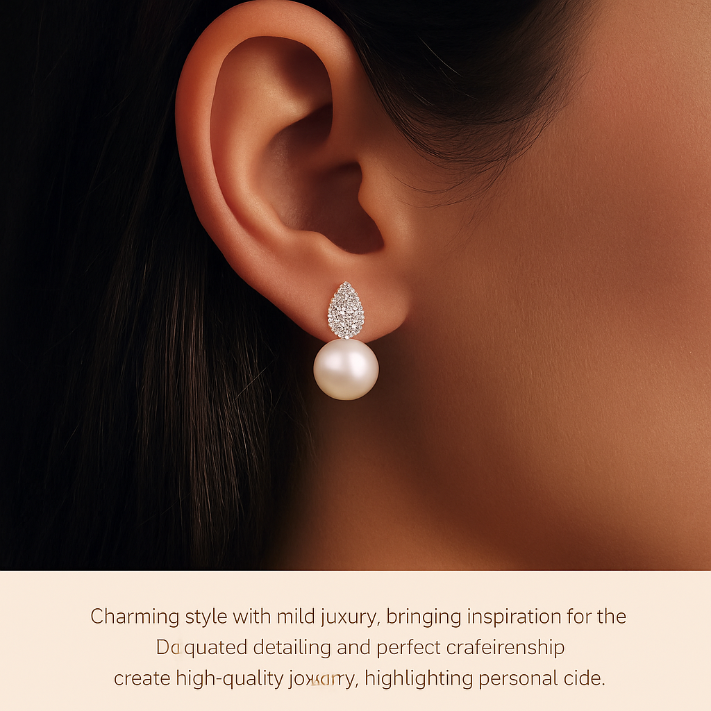 WOSTU Pearl Moissanite Drops – White Gold