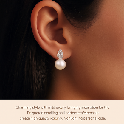 WOSTU Pearl Moissanite Drops – White Gold