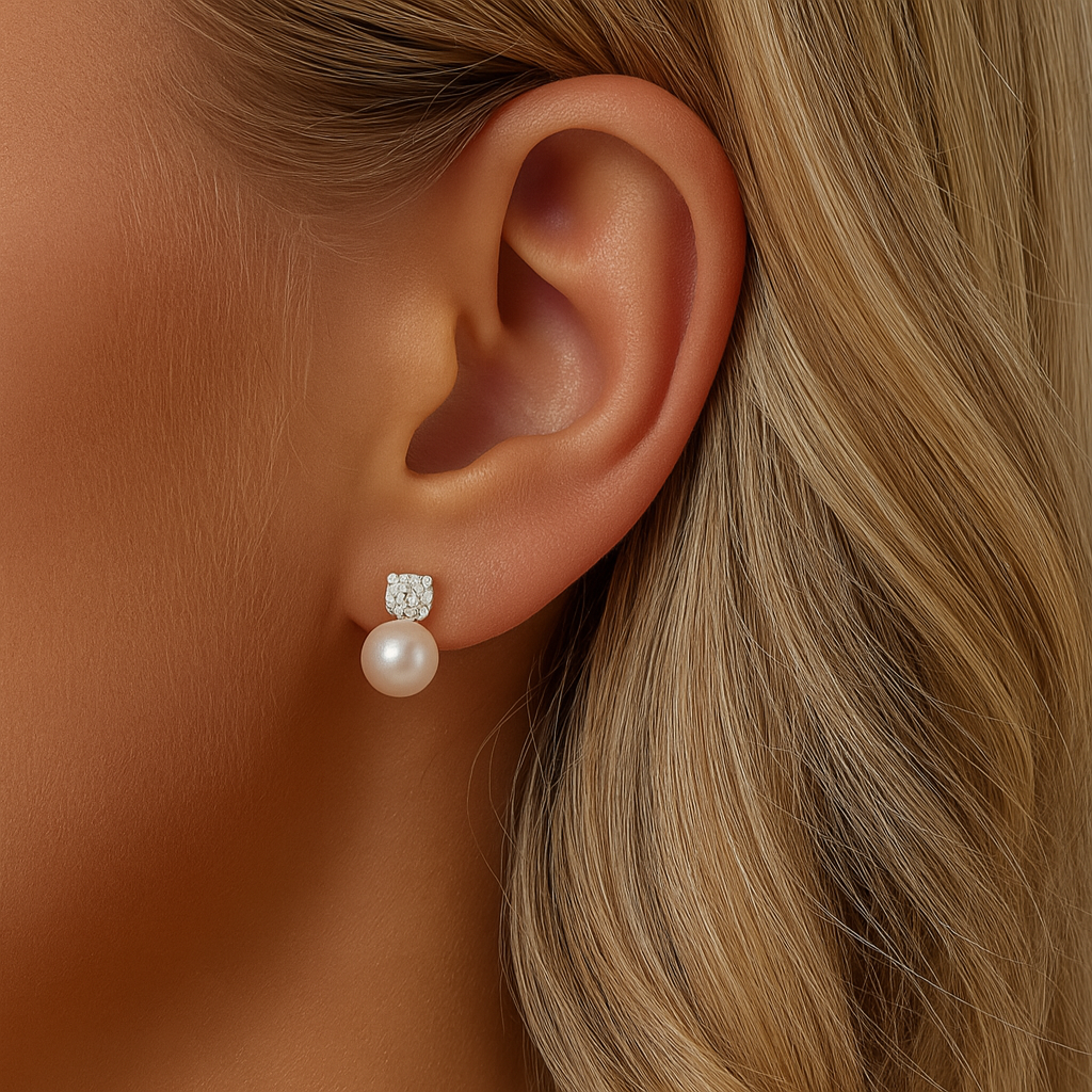 BAMOER 925 Silver Moissanite & Pearl Wedding Earrings